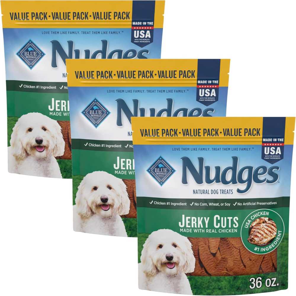 3-Pack Blue Buffalo Nudges Chicken Jerky Cuts Dog Treats, 36 oz.