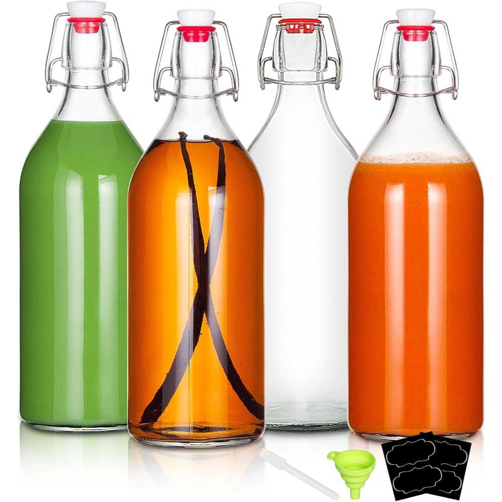 4-Pack Yeboda Airtight Swing-Top Glass Bottles, 32 oz.