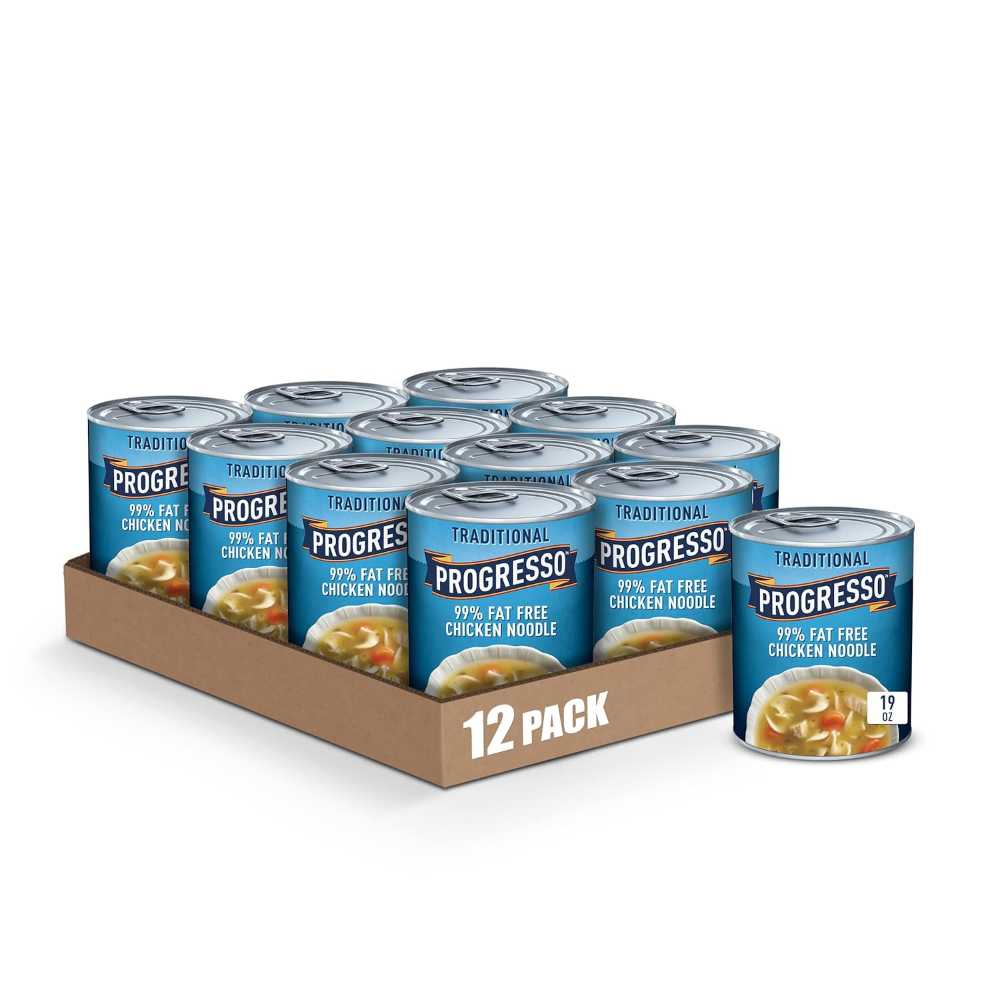 12-Pack Progresso 99% Fat Free Chicken Noodle Soup, 19 oz.