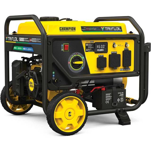 Champion 5000W Tri Fuel Generator w/ Electric Start + CO Shield