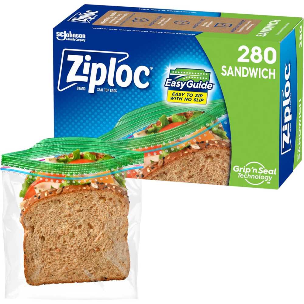 280-Pack Ziploc Sandwich Bags w/ EasyGuide Texture