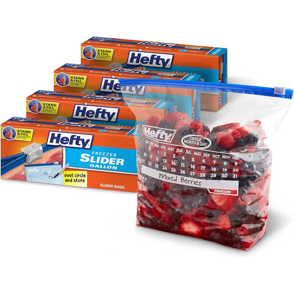 120-Pack Hefty Gallon Slider Calendar Freezer Bags