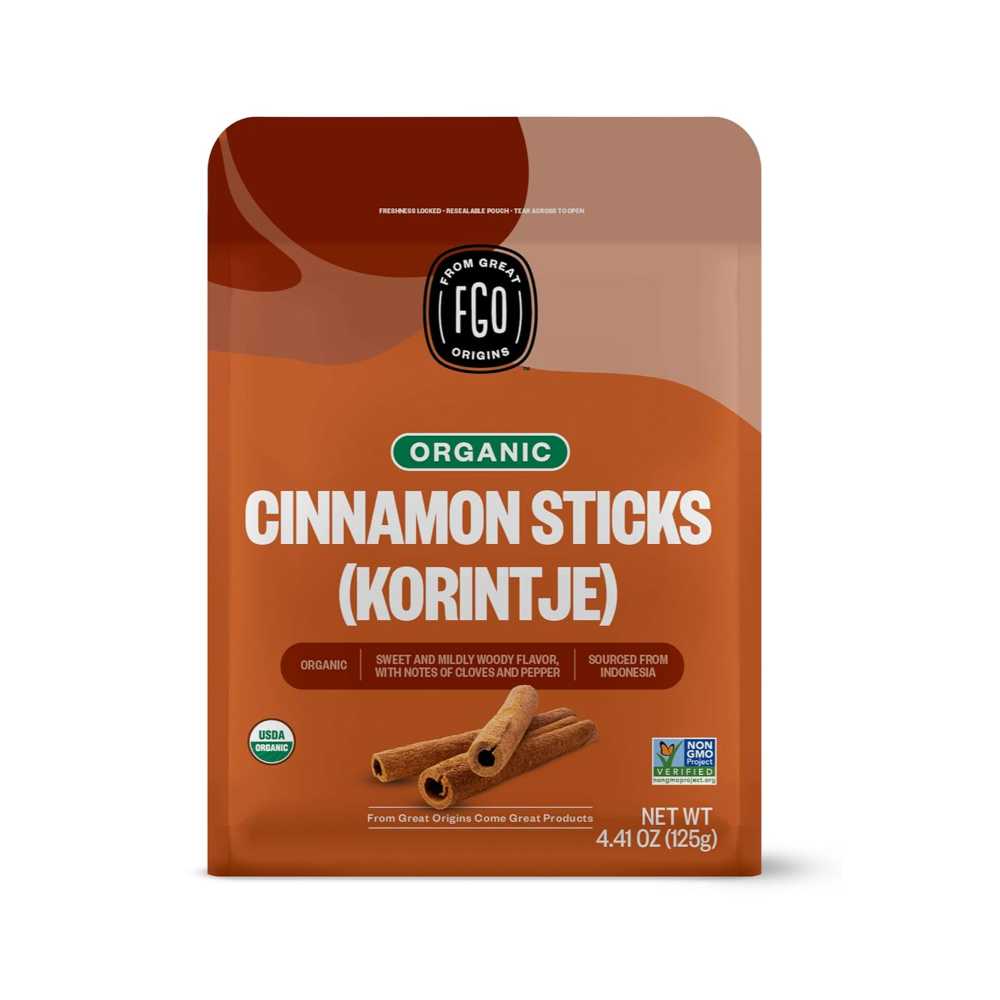 FGO Organic 25+ Cinnamon Sticks, 4.4 oz.