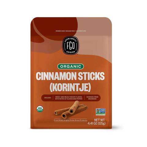 FGO Organic 25+ Cinnamon Sticks, 4.4 oz.
