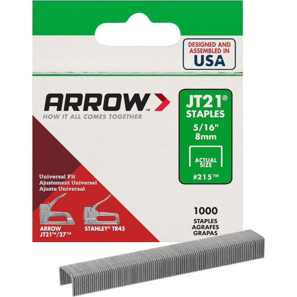 1000-Pack Arrow 215 JT21 5/16" Staples for Staple Guns and Staplers