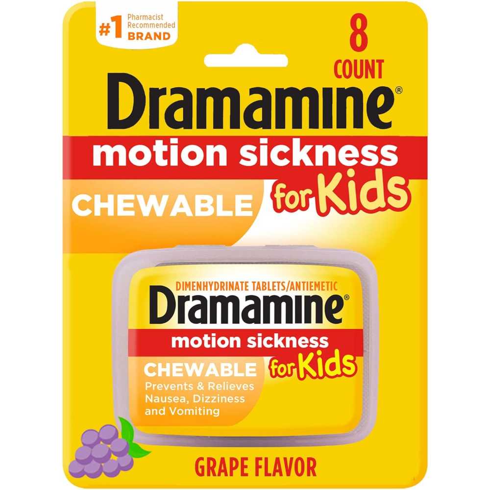 Triple Coupon: 8-Pack Dramamine Kids Chewable Tablets