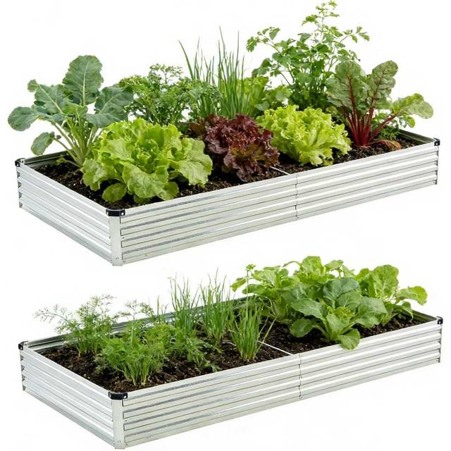 2-Pack Foxlang Galvanized Raised Garden Bed (8' x 4' x 1')