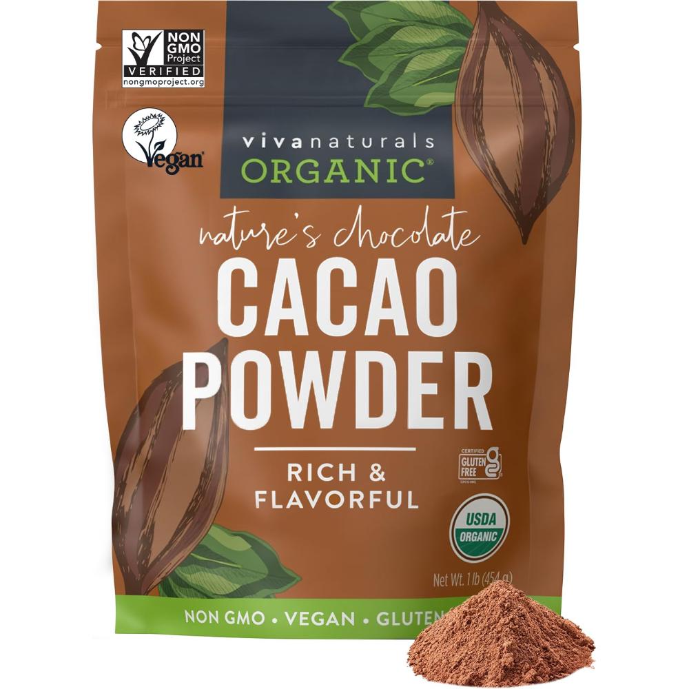 Viva Naturals Organic Cacao Powder, 1 lb.