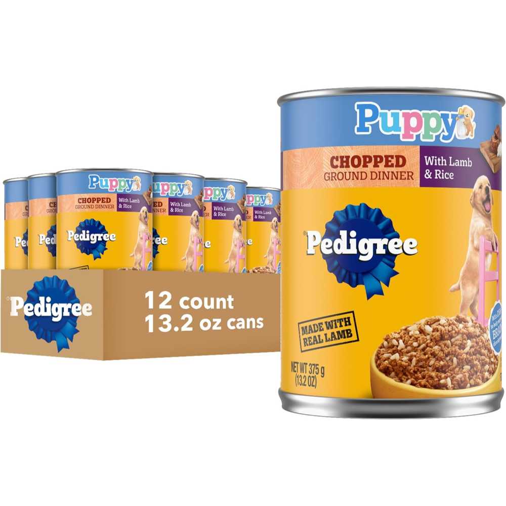 12-Pack Pedigree Puppy Lamb & Rice Canned Dog Food, 13.2 oz.