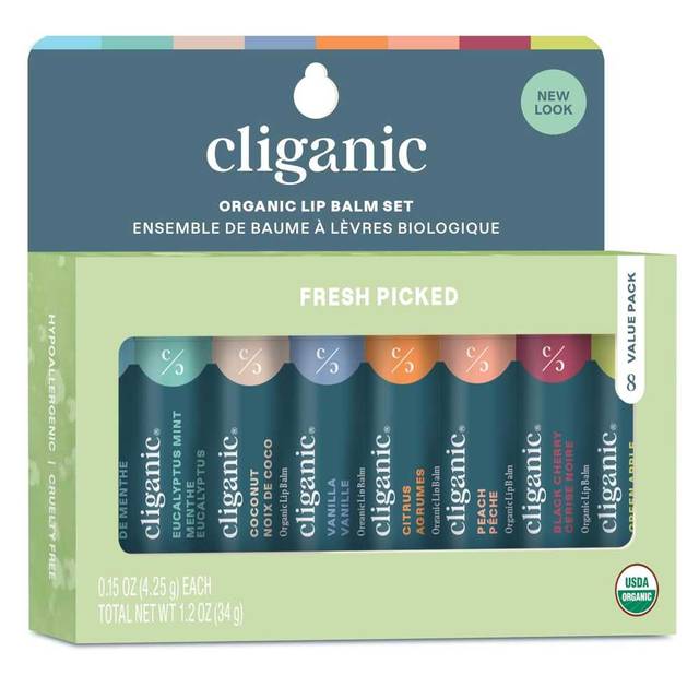 8-Pack Cliganic Organic Lip Balm Set
