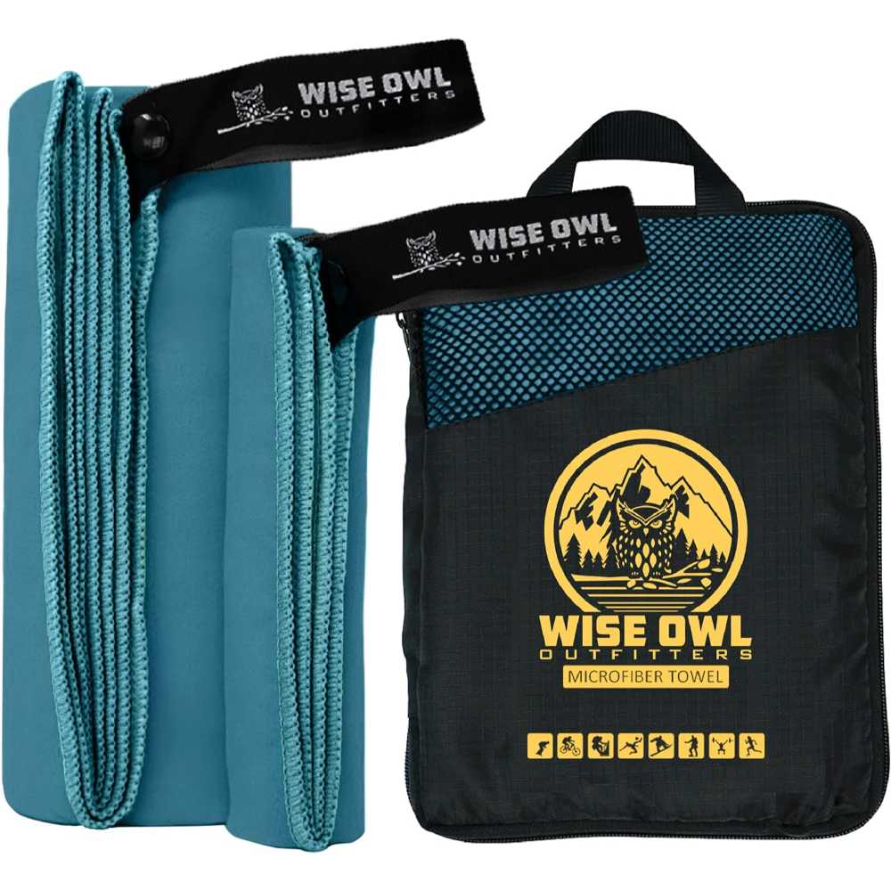 Wise Owl Outfitters Ultra Soft Camping Towel w/ Washcloth (Various Colors & Sizes)