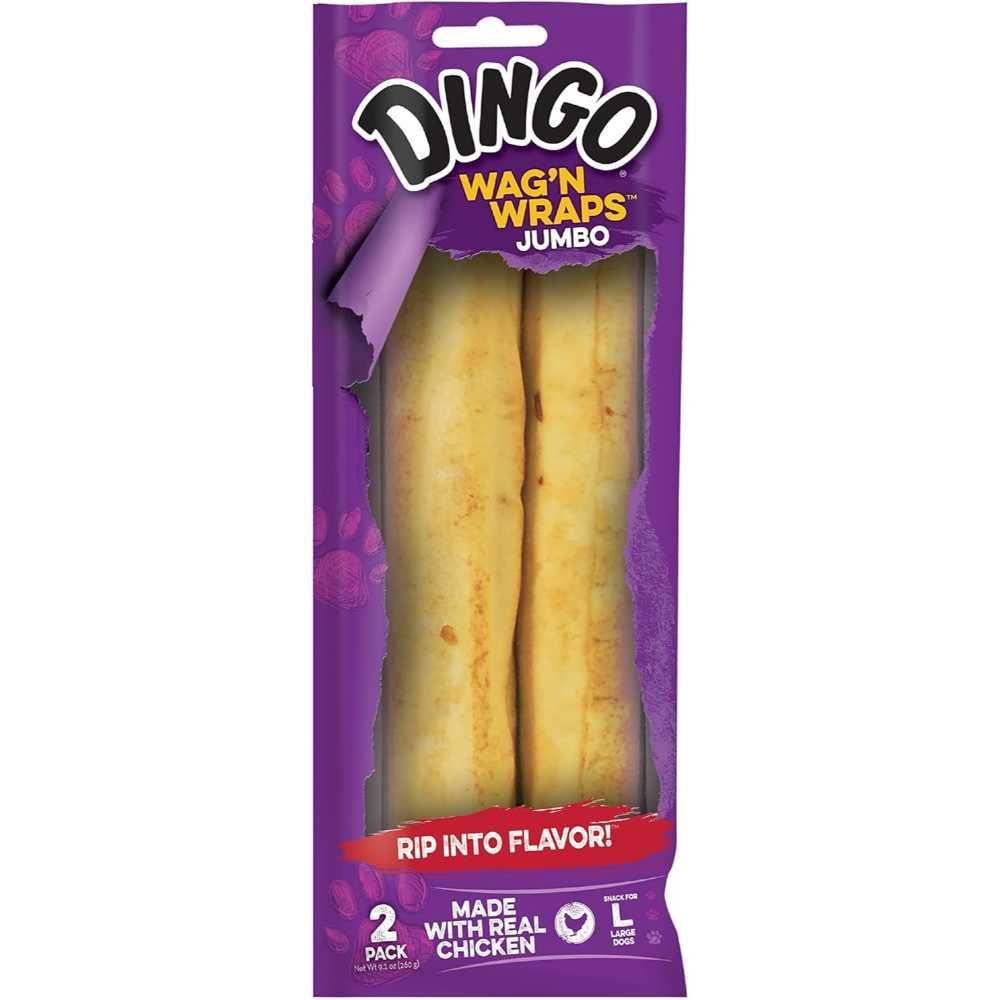 2-Pack Dingo Wag’n Wraps Jumbo Rawhide Treat For Large Dogs