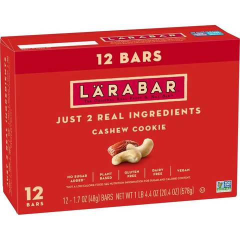 12-Pack Larabar Real Fruit & Nut Bar (Cashew Cookie)