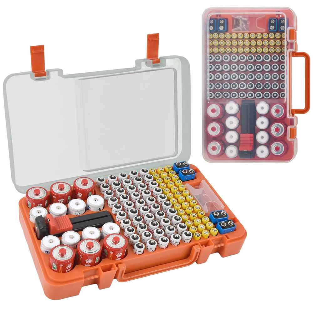 Xuerdon 120-Battery Organizer Storage Case w/ Tester