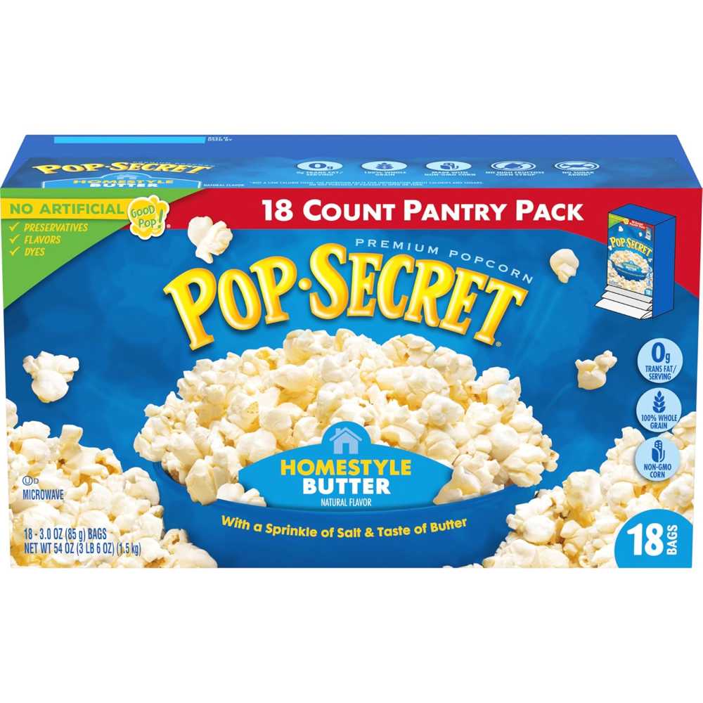 18-Pack Pop Secret Popcorn, 3 oz. (Homestyle Butter)