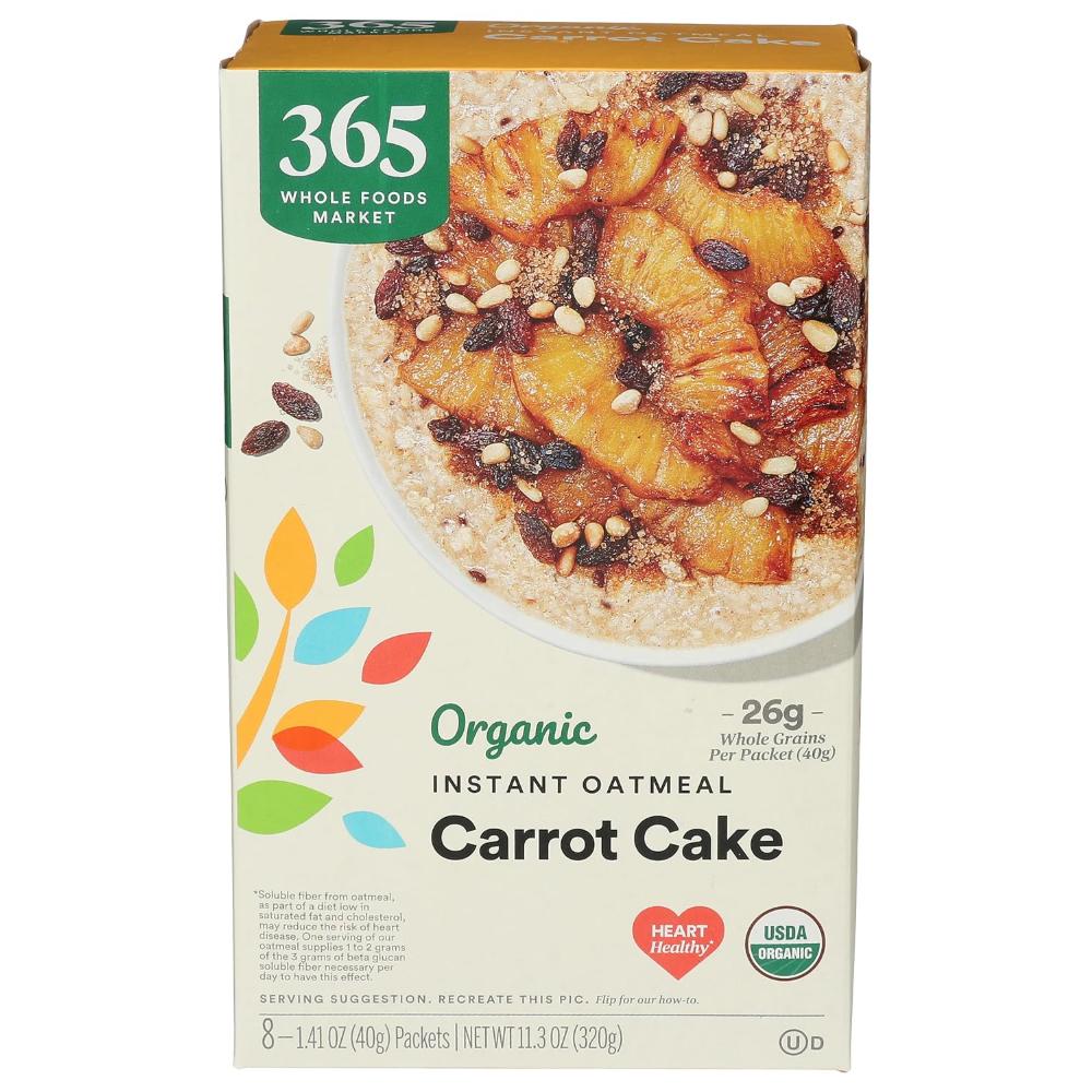 8-Pack Whole Foods Organic Instant Oatmeal (Carrot Cake)