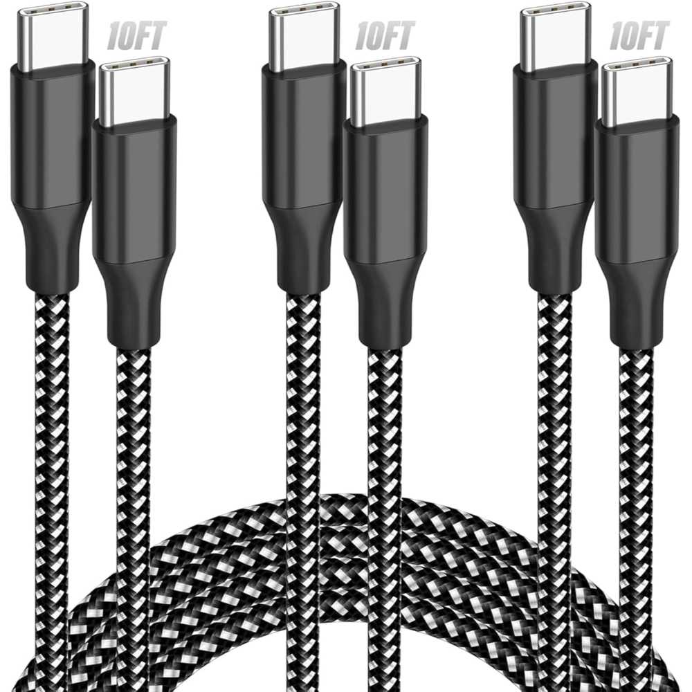 3-Pack SwaggWood 10' 60W Braided USB-C Cables