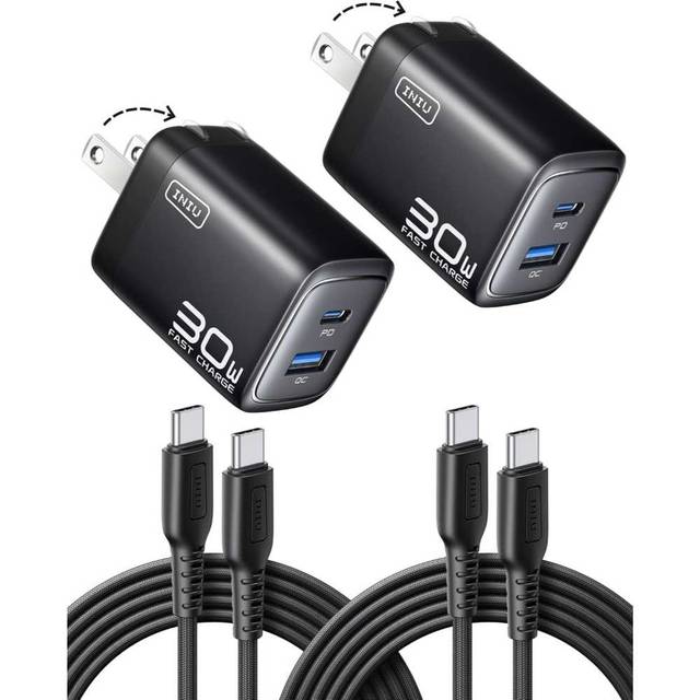 2-Pack INIU 30W 2-Port USB-C Charger Block + 2-Pack 5' 60W USB-C Cables