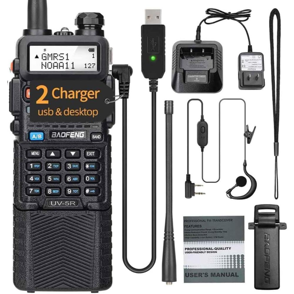 Baofeng UV-5R Ham Radio Kit w/ 3800mAh Extended Battery