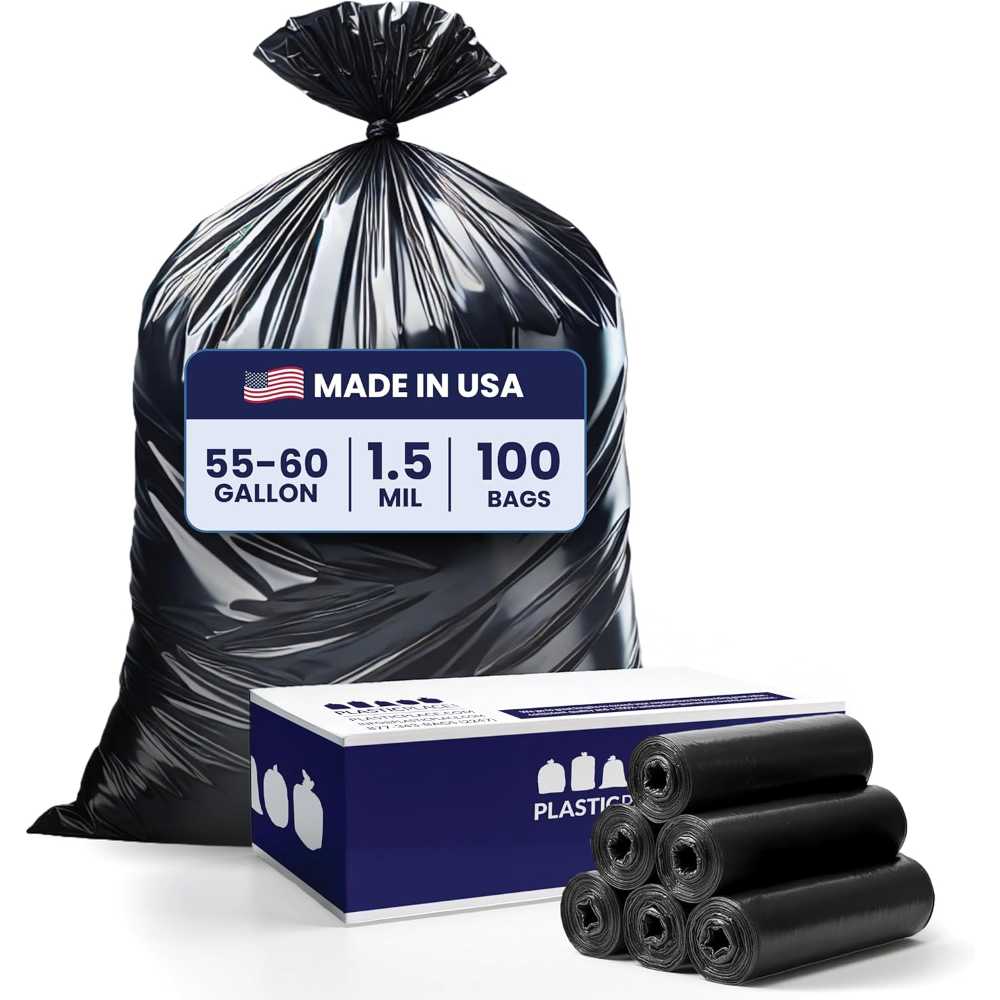 100-Pack Plasticplace 60-Gallon 1.5-Mil Trash Bags