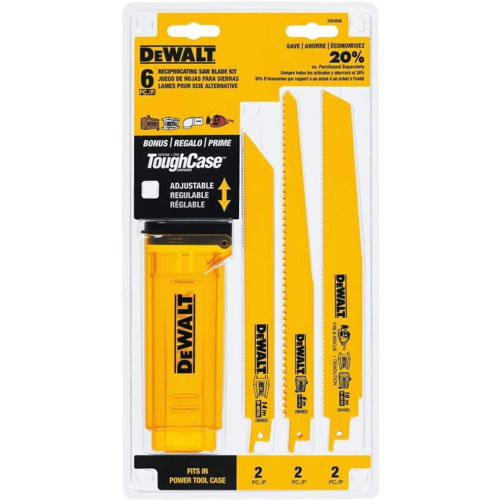 DEWALT 6-Piece Reciprocating Saw Blades Set w/ ToughCase