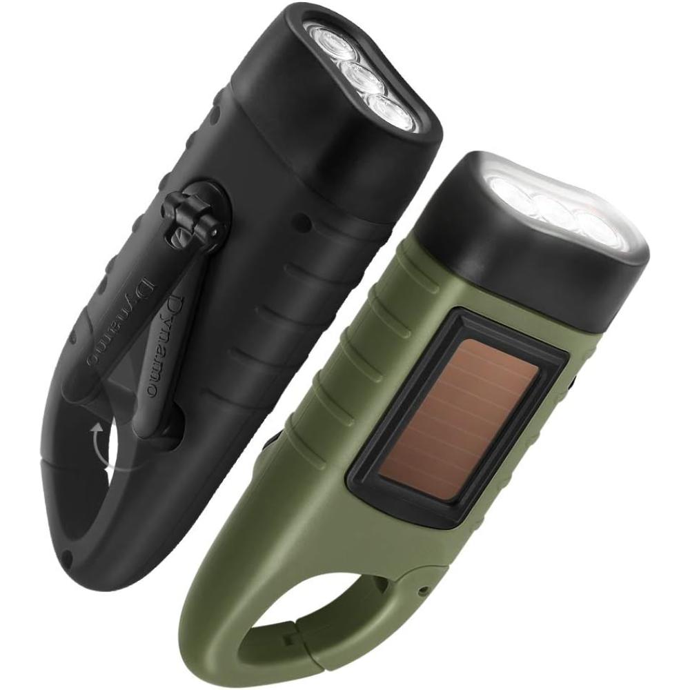 2-Pack Geeric Hand Crank Solar Powered Flashlight