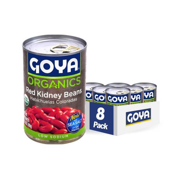 8-Pack Goya Organic Red Kidney Beans, 15.5 oz. (Low Sodium w/ Sea Salt)