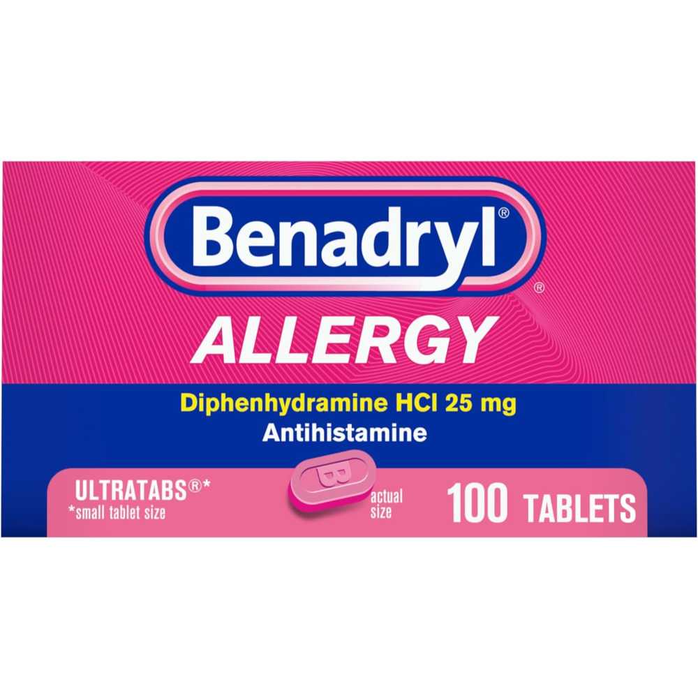 100-Pack Benadryl Ultratabs Antihistamine Allergy Relief Medicine