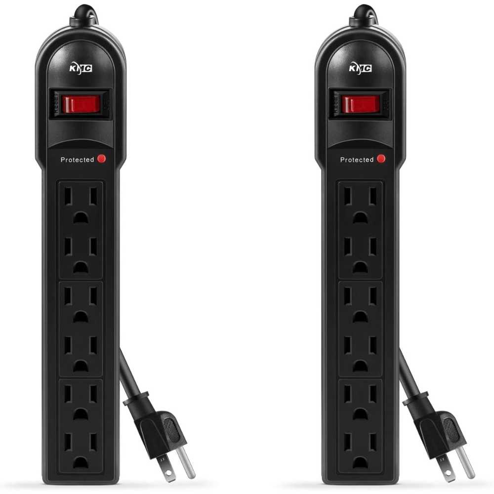 2-Pack KMC 6-Outlet 600J Surge Protector w/ 2' Cord