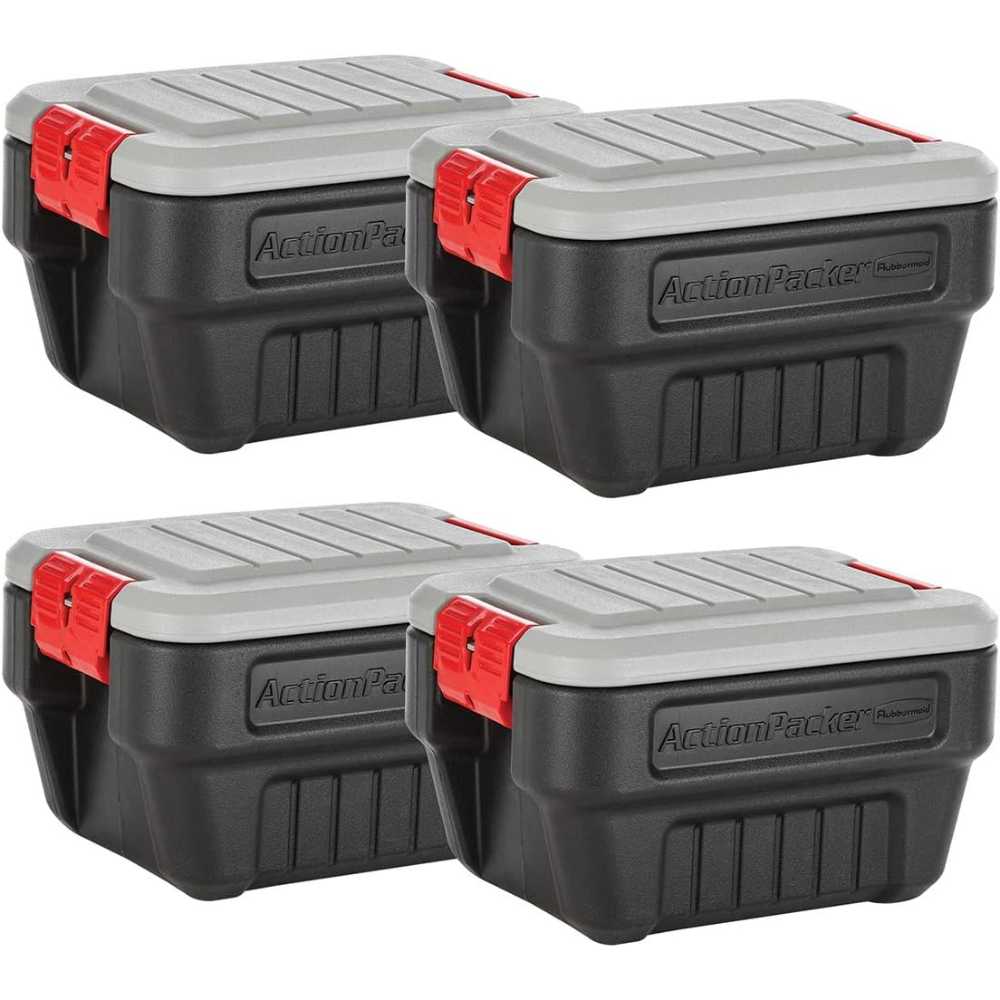 4-Pack Rubbermaid ActionPacker️ 8-Gallon Rugged Outdoor Storage Bin