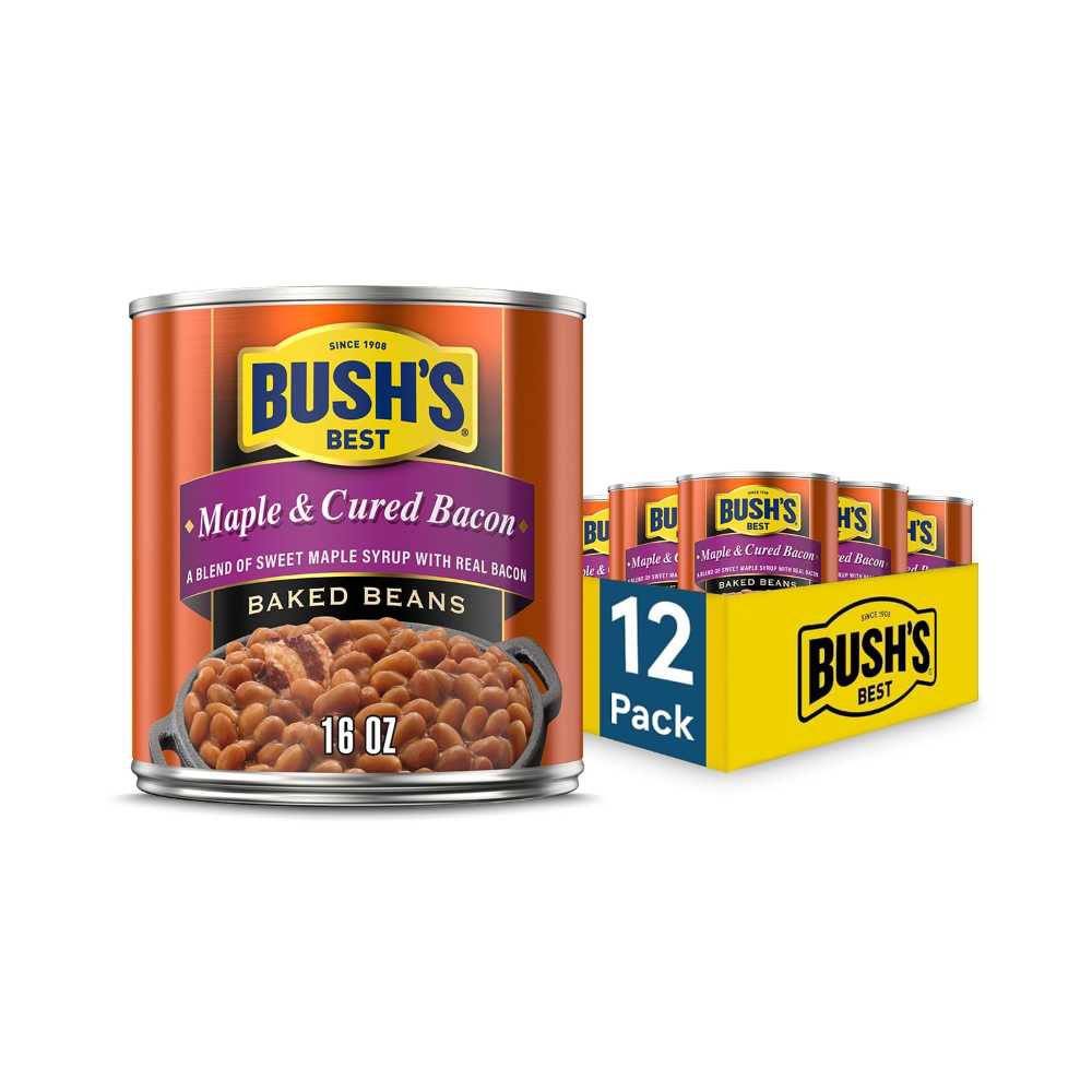 12-Pack Bush's Best Maple & Cured Bacon Baked Beans, 16 oz.