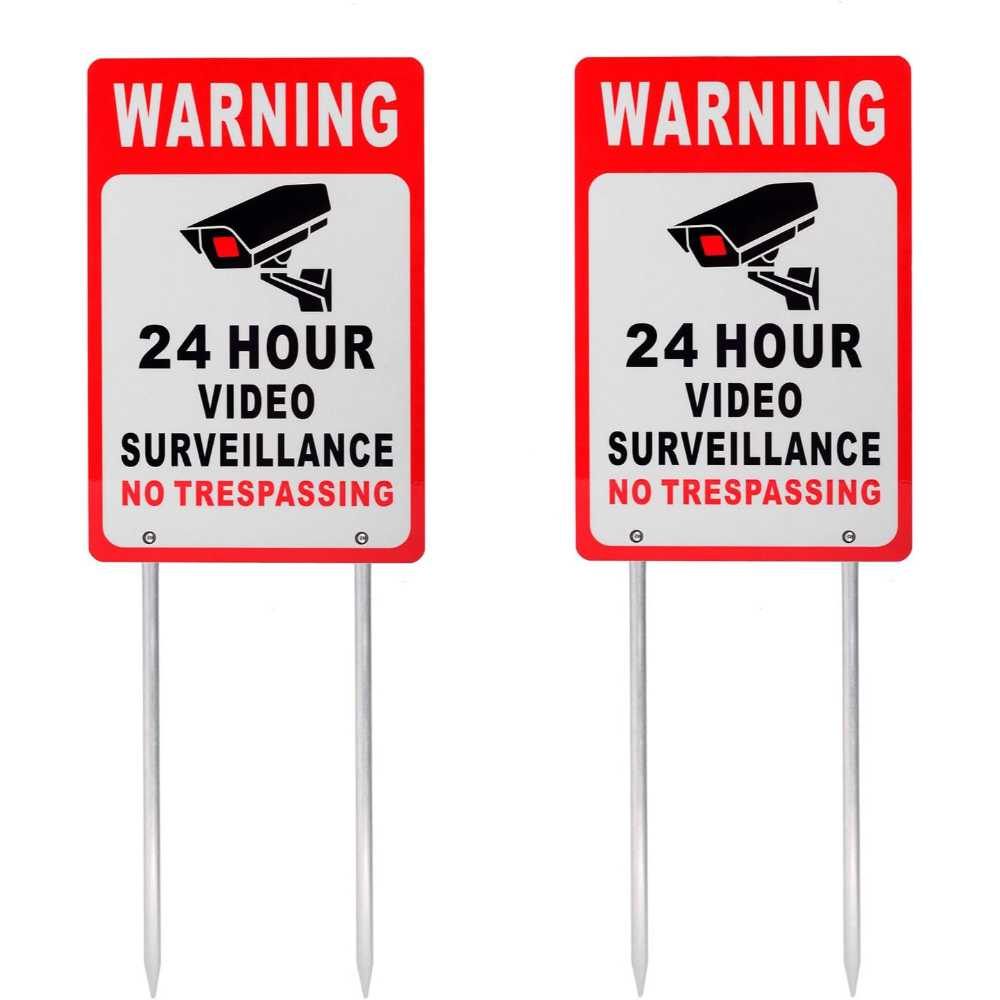 Kichwit 11.8" x 7.9" No Trespassing Video Surveillance Aluminum Sign w/ Stakes