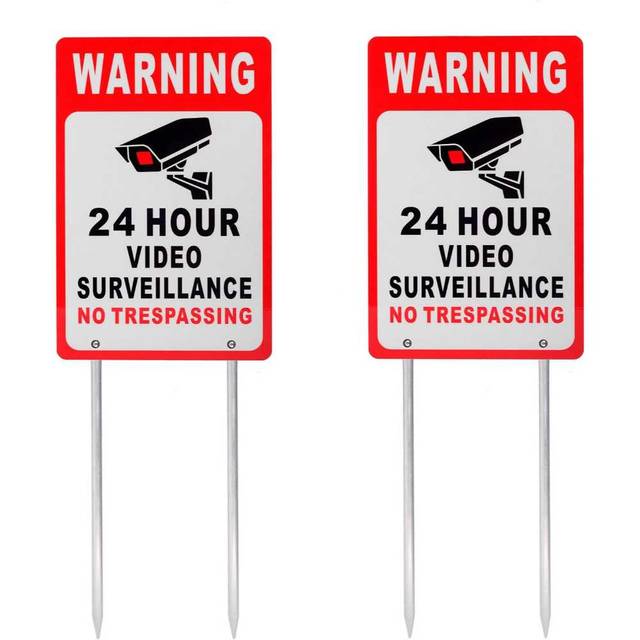 Kichwit 11.8" x 7.9" No Trespassing Video Surveillance Aluminum Sign w/ Stakes