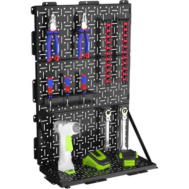2-Pack WORKPRO 16”x 16” Foldable Metal Peg Board Organizer