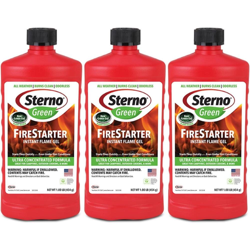3-Pack Sterno FireStarter All-Weather Instant Flame Gel, 16 oz.