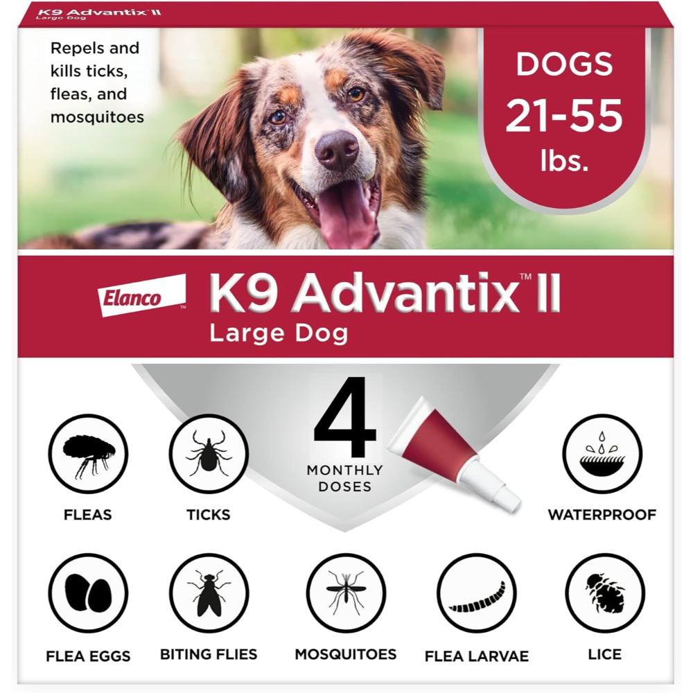 4-Pack K9 Advantix II Large Dog Flea, Tick & Mosquito Treatment & Prevention (21-55 lbs.)
