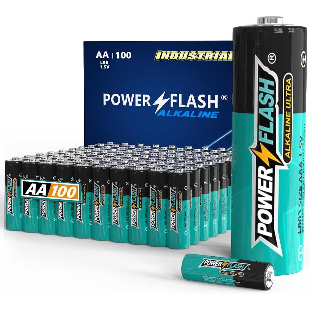 100-Pack Power Flash AA Alkaline Batteries