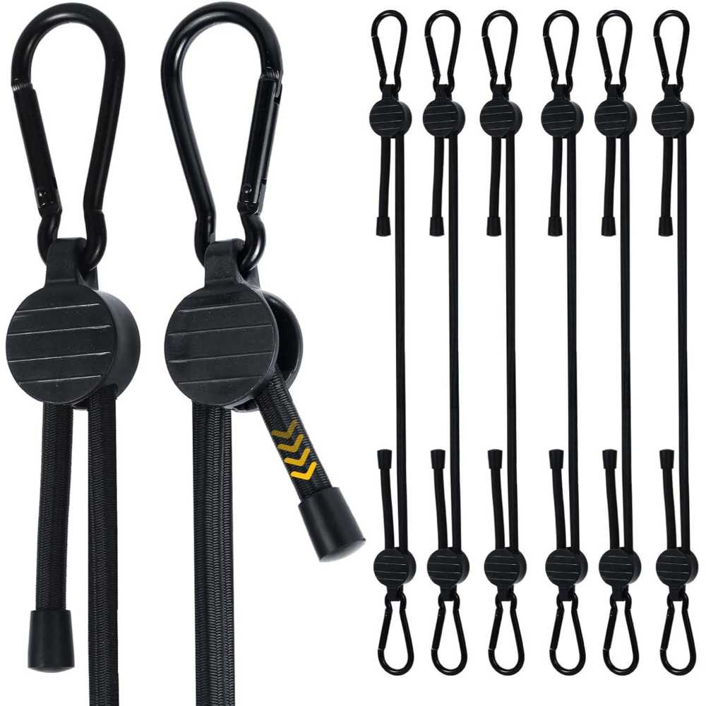 6-Pack Radix Rope Adjustable Locking Bungee Cords w/ Carabiners (7"-48")