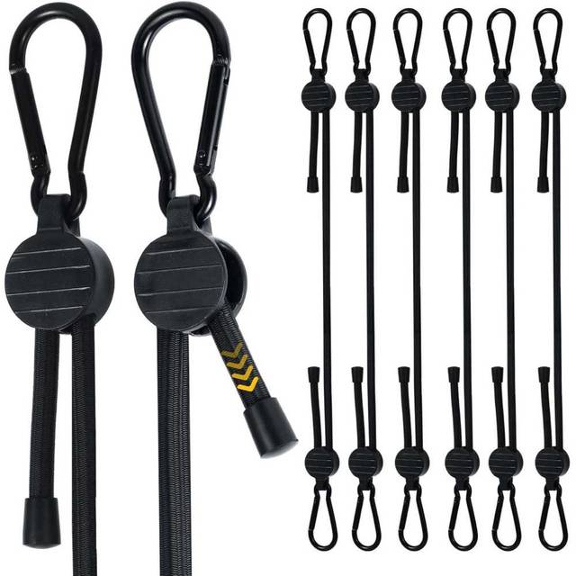 6-Pack Radix Rope Adjustable Locking Bungee Cords w/ Carabiners (7"-48")