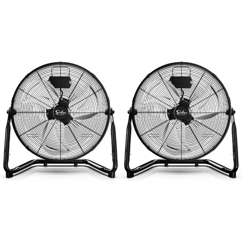 2-Pack Simple Deluxe 20" High-Velocity Heavy-Duty Industrial Floor Fan