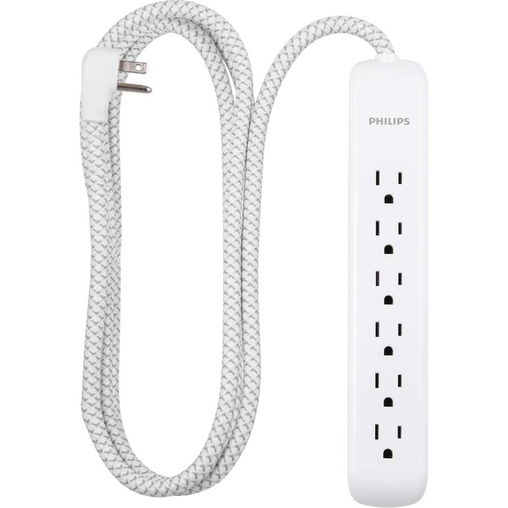 Philips 6-Outlet 1080J Surge Protector w/ 6' Braided Cord