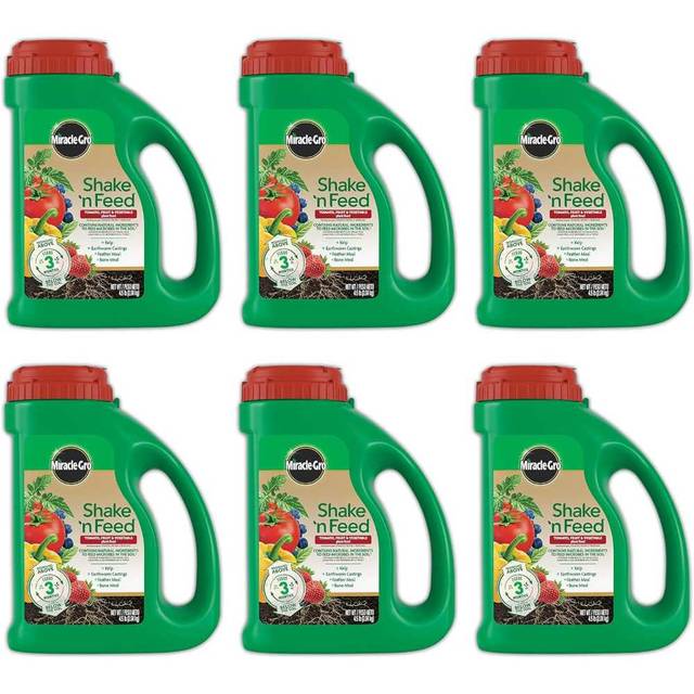 6-Pack Miracle-Gro Shake 'N Feed Tomato, Fruit & Vegetable Plant Fertilizer Granules, 4.5 lb.