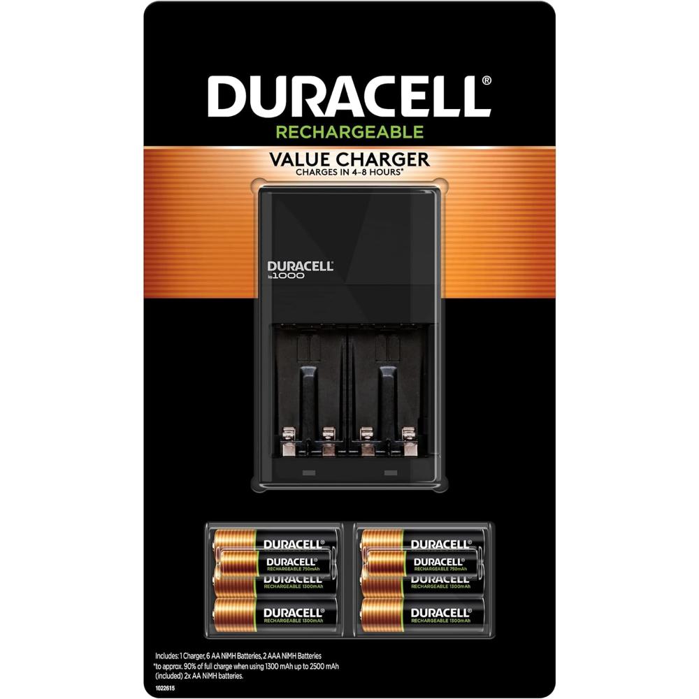 Duracell Ion Speed 1000 Charger w/ 6x Rechargeable AA + 2x AAA