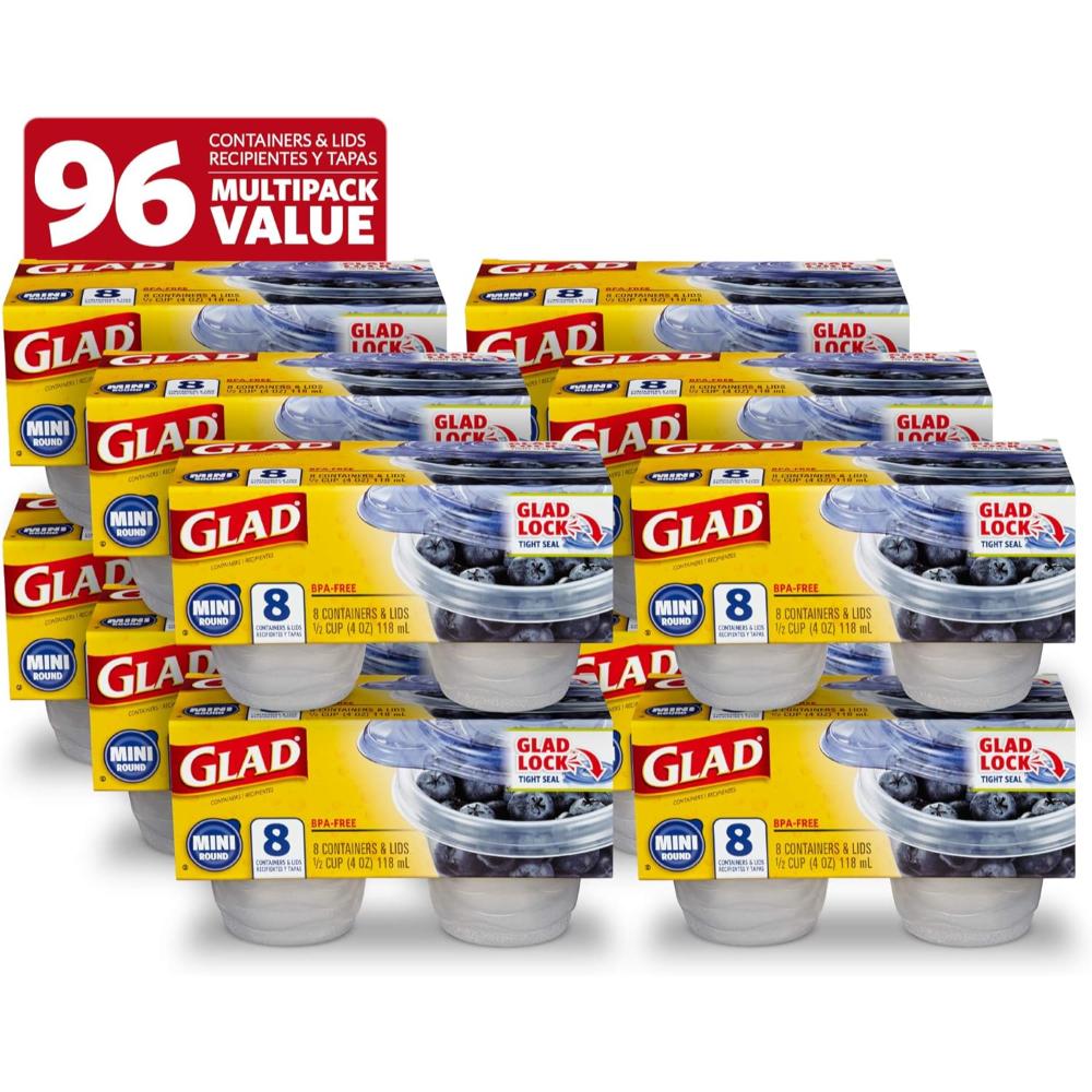 96-Pack Glad Mini Round Food Storage Containers, 4 oz.