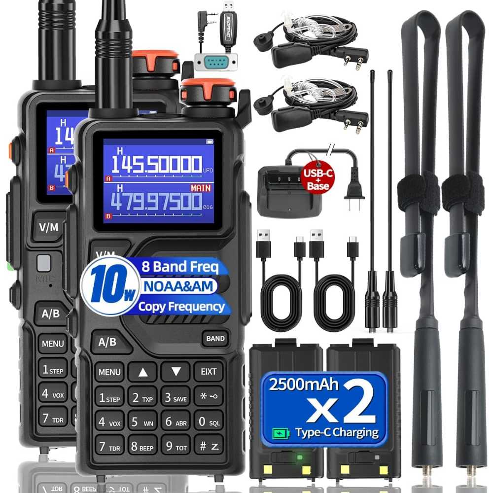 2-Pack Baofeng K5 Plus 10W Ham Radio w/ Folding High-Gain Tactical Antennas