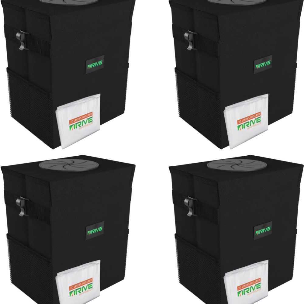 4-Pack Drive Auto Car Trash Can + 80 Trash Bags