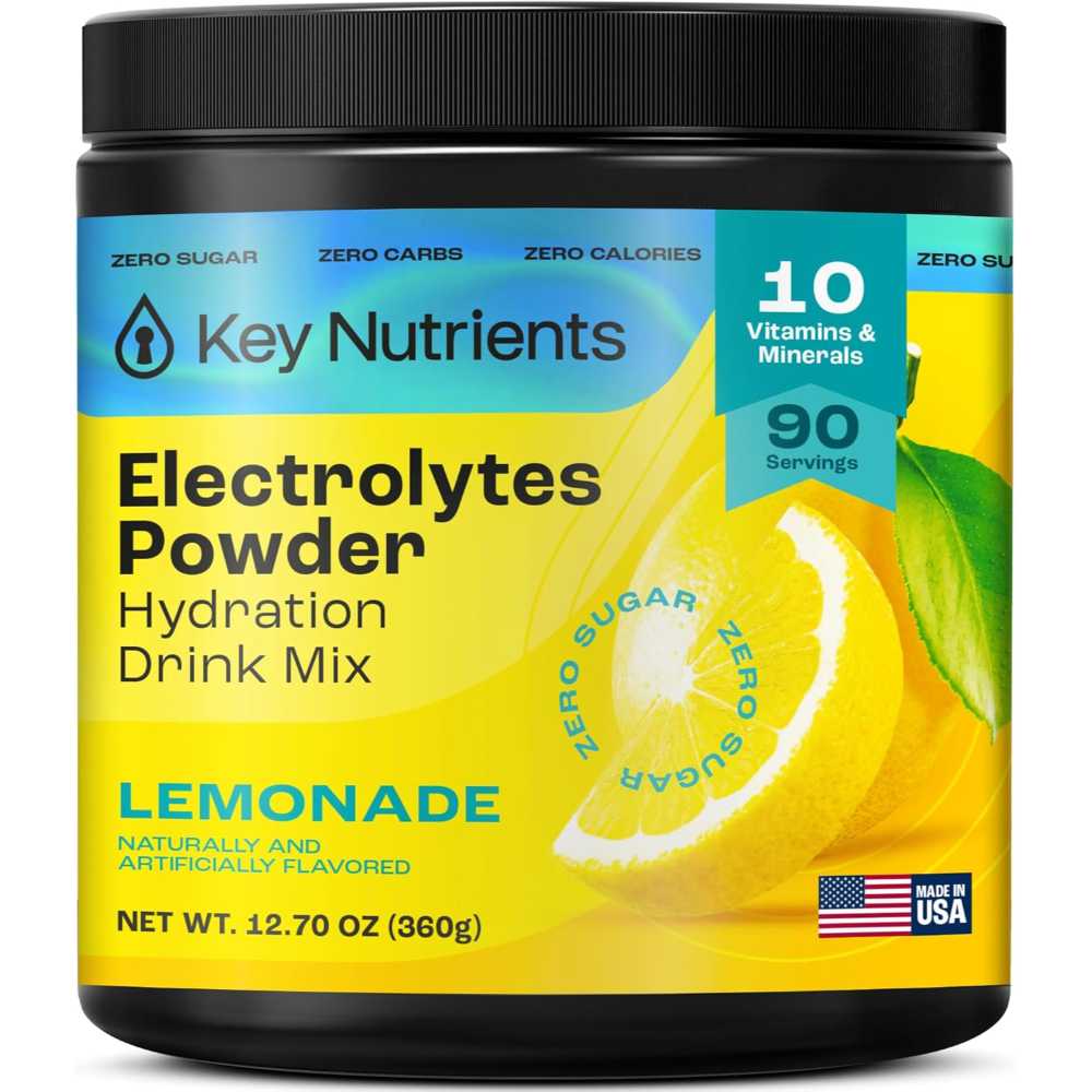Key Nutrients 90-Servings Electrolytes Powder Hydration Drink Mix, 12.7 oz. (Lemonade)