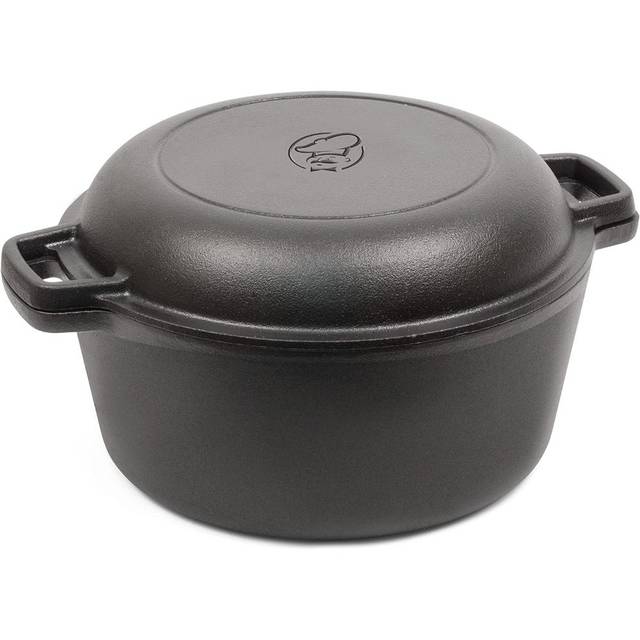 Commercial Chef 2-in-1 5 qt. Cast Iron Dutch Oven w/ Skillet Lid