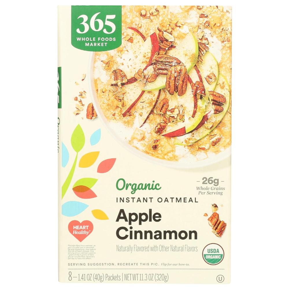 8-Pack 365 by Whole Foods Organic Apple Cinnamon Instant Oatmeal