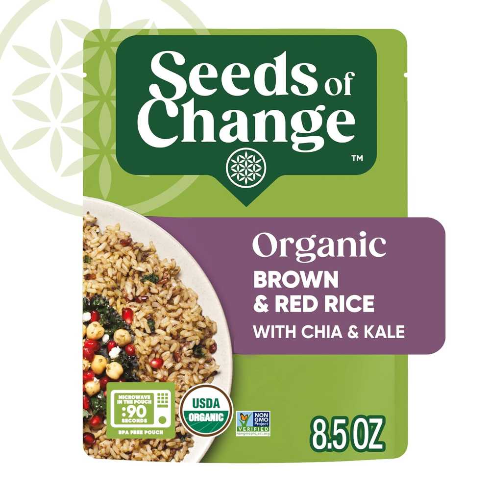 12-Pack Seeds of Change Organic Brown & Red Rice w/ Chia & Kale, 8.5 oz.